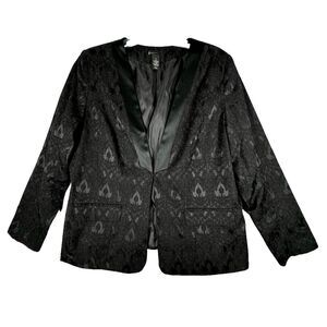 Lane Bryant‎ Blazer Womens 20 Plus Size Black Jacquard Tuxedo Style Casual Party